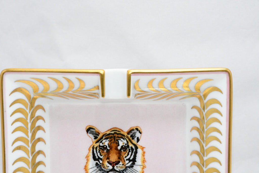 Hermes Change tray Royal Tiger pink porcelain Ashtray plate tableware