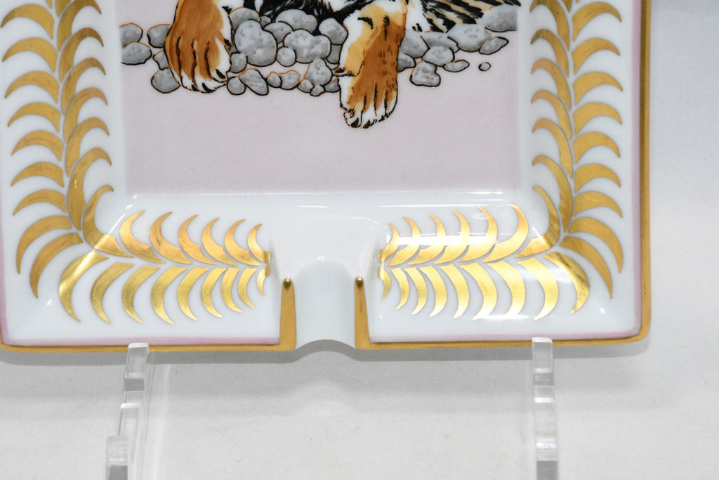 Hermes Change tray Royal Tiger pink porcelain Ashtray plate tableware