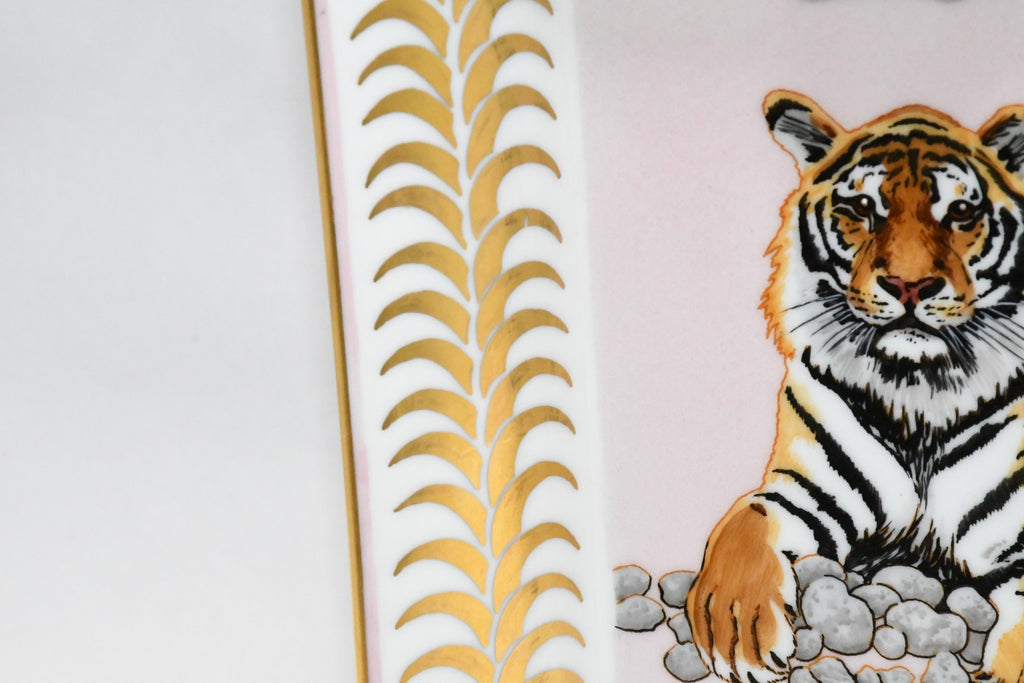 Hermes Change tray Royal Tiger pink porcelain Ashtray plate tableware