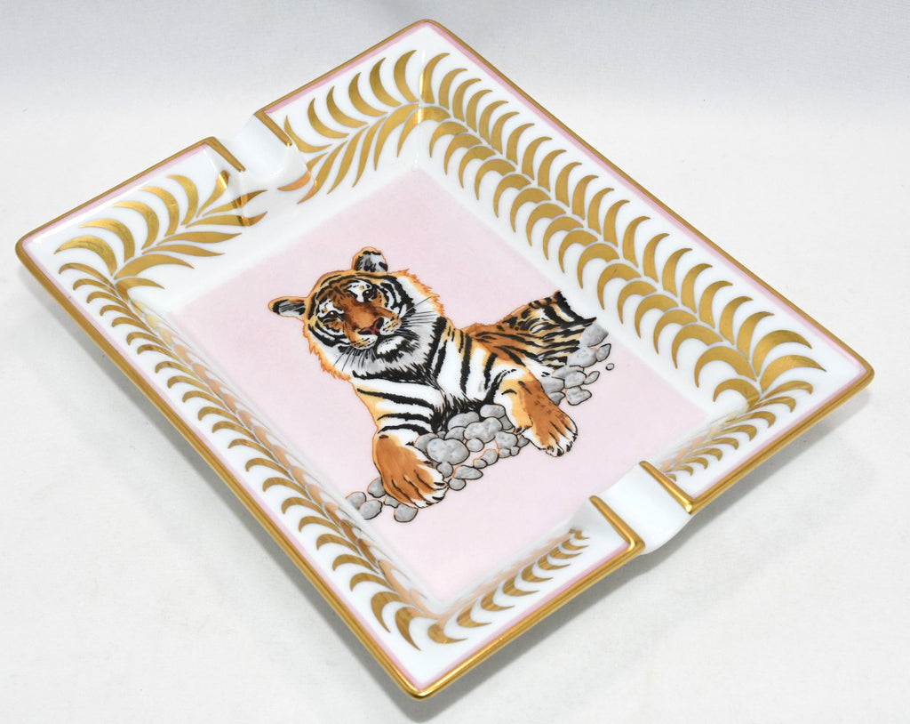 Hermes Change tray Royal Tiger pink porcelain Ashtray plate tableware