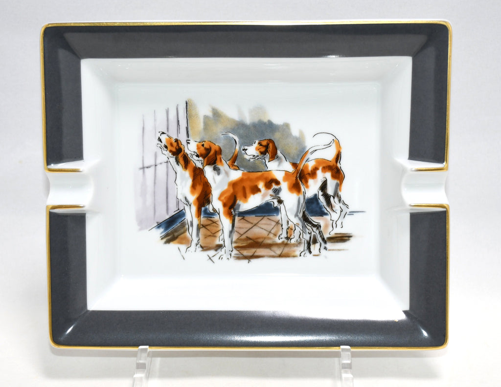 Hermes Change tray Three Dogs porcelain Ashtray gray house dinnerware vintage