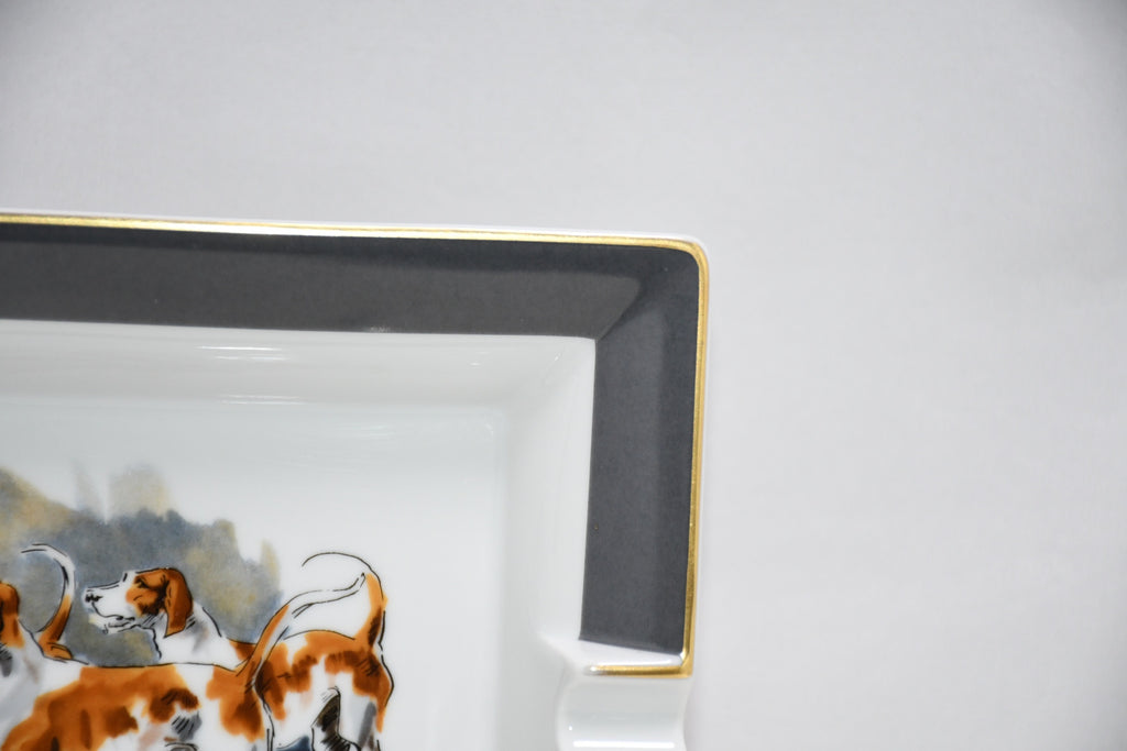 Hermes Change tray Three Dogs porcelain Ashtray gray house dinnerware vintage