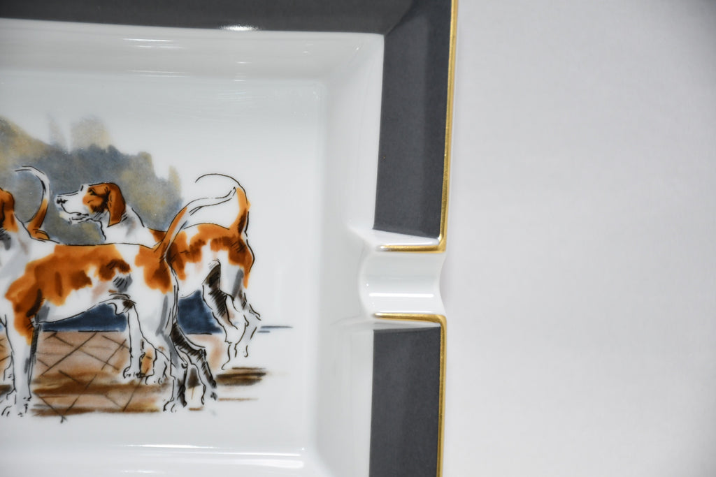Hermes Change tray Three Dogs porcelain Ashtray gray house dinnerware vintage