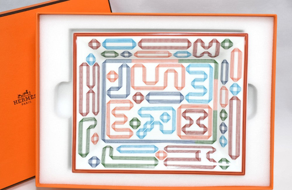 Hermes Change tray multi color Ashtray Logo character porcelain