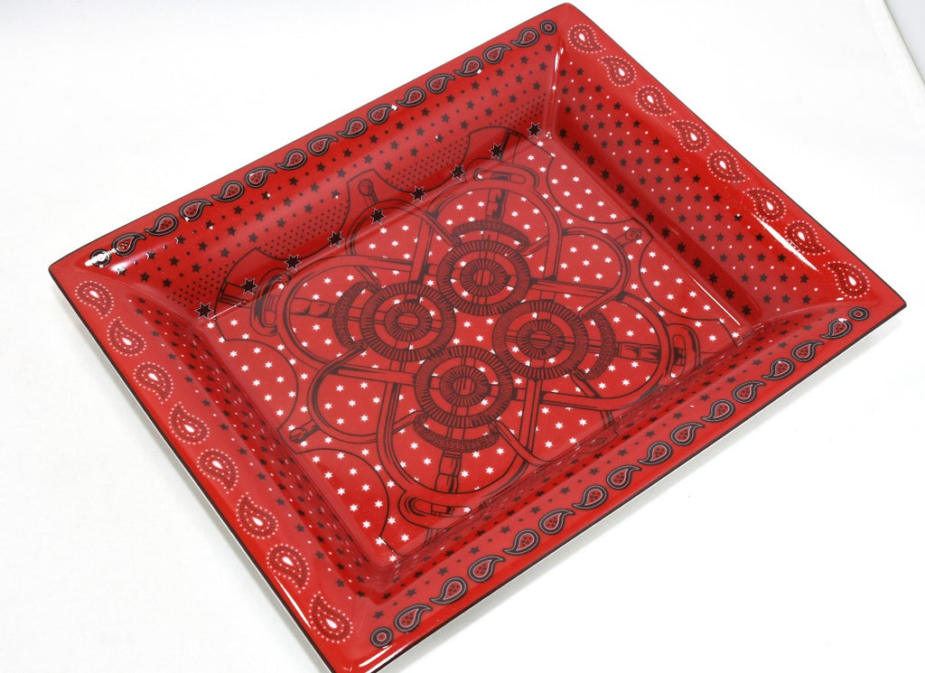 Hermes Change tray red geometry porcelain Ashtray plate tableware