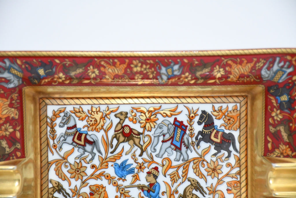 Hermes Chasse en Inde Change Tray red porcelain Ashtray india plate VIDE POCHE 6