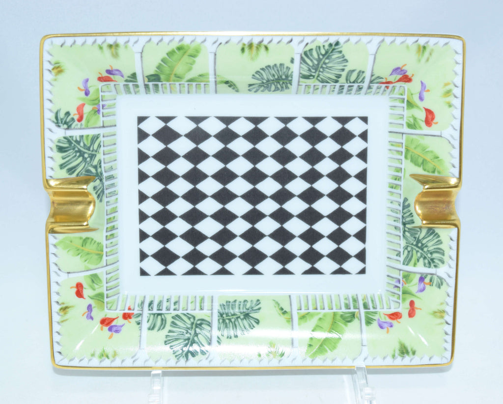 Hermes Checker Change tray Green Vintage Ashtray Porcelain tableware YA2