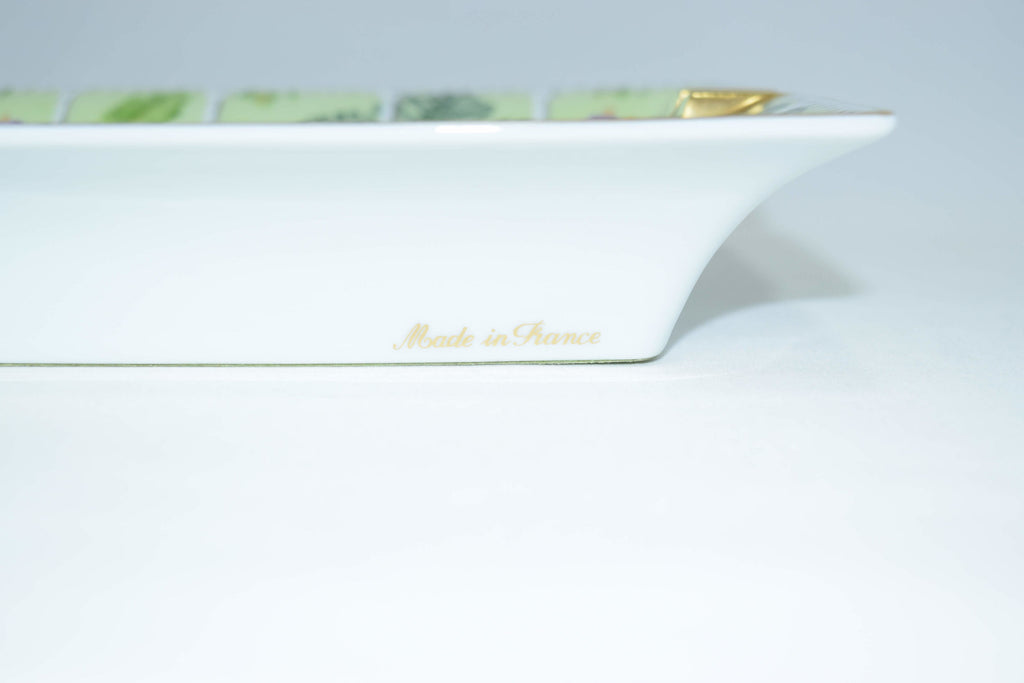 Hermes Checker Change tray Green Vintage Ashtray Porcelain tableware YA2