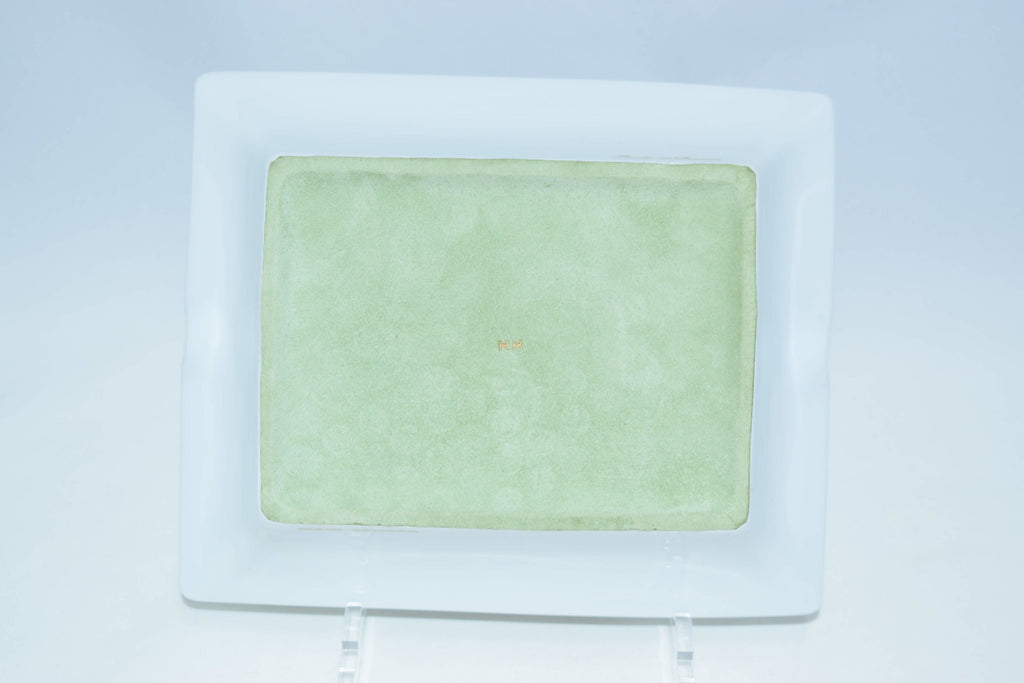 Hermes Checker Change tray Green Vintage Ashtray Porcelain tableware YA2