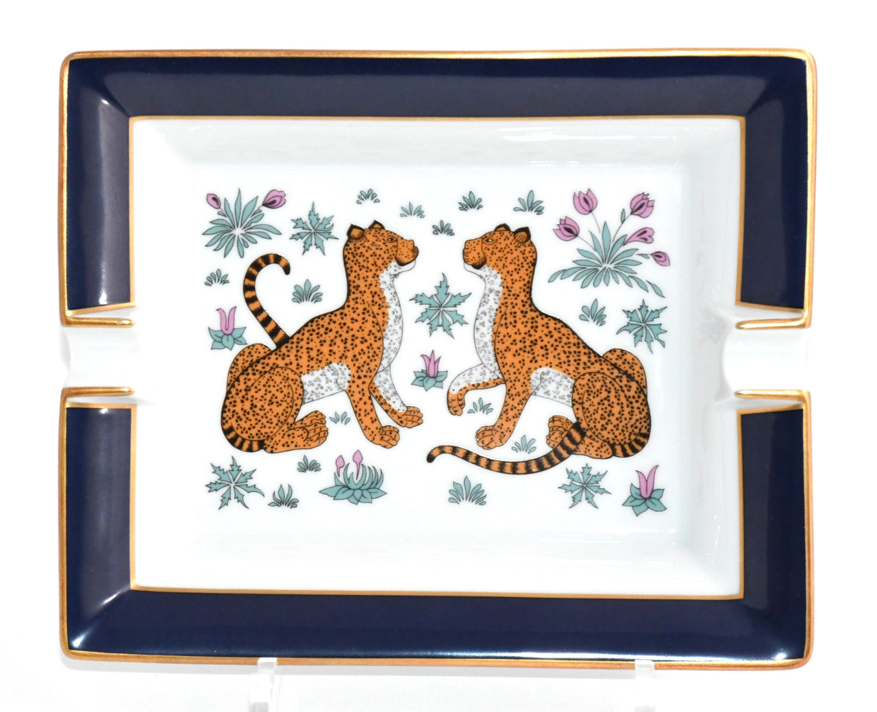 Hermes Cheetah Change tray blue porcelain Ashtray plate animal VIDE POCH