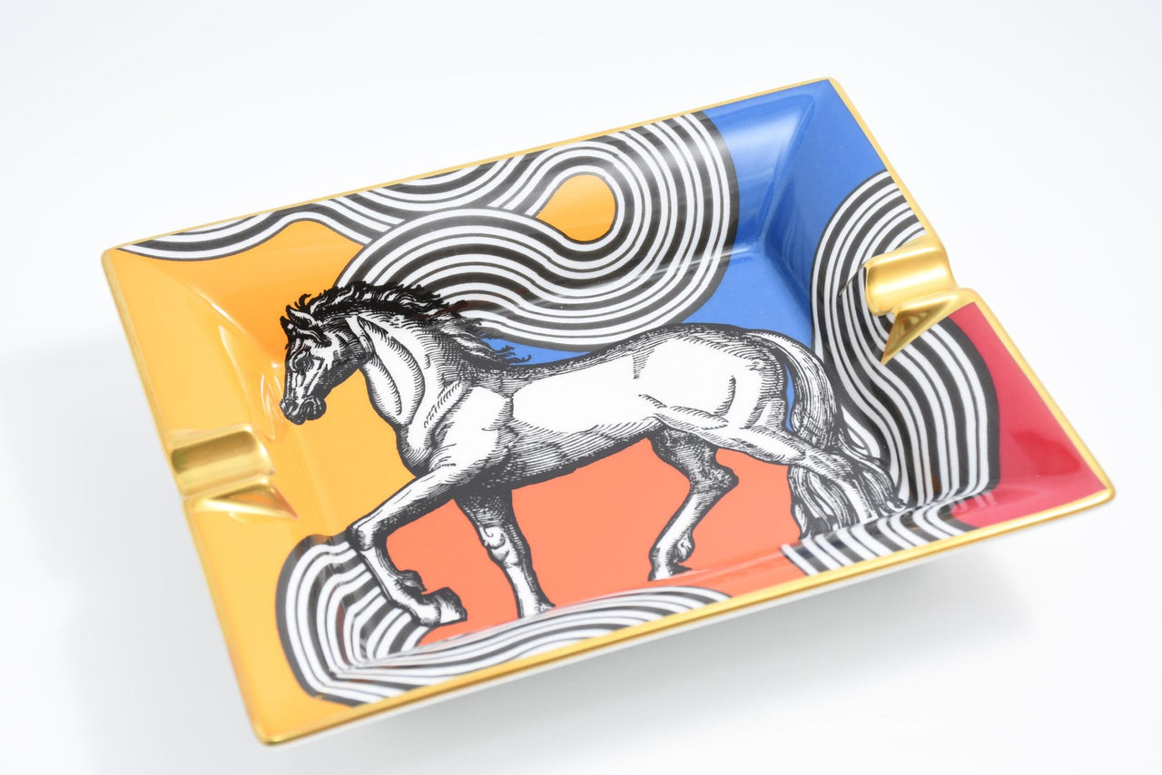 Hermes Cheval Cosmic Change tray orange porcelain Ashtray horse plate Vide Poche