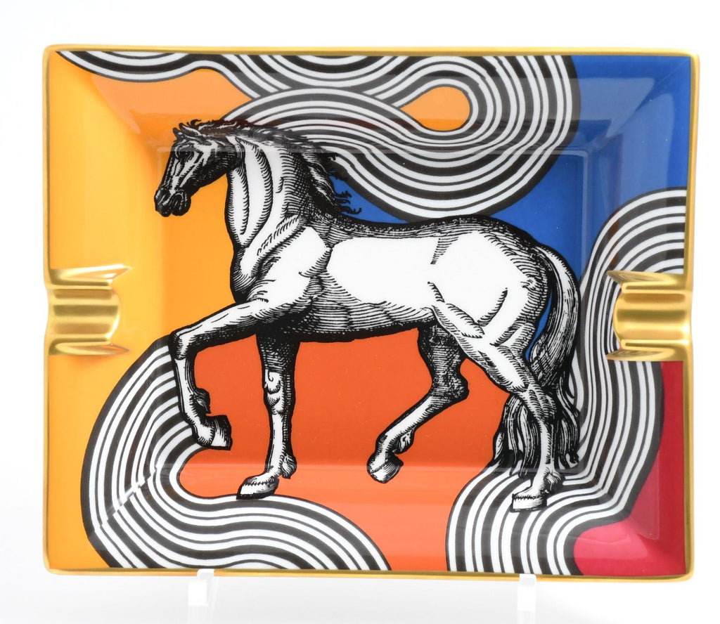 Hermes Cheval Cosmic Change tray orange porcelain Ashtray horse plate Vide Poche