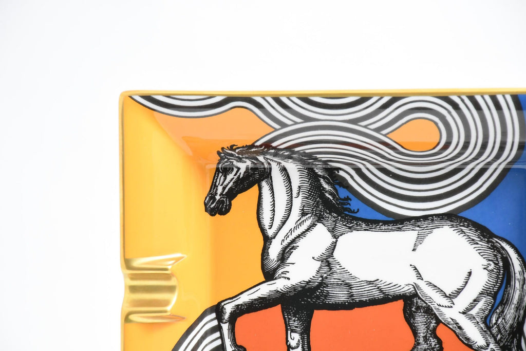 Hermes Cheval Cosmic Change tray orange porcelain Ashtray horse plate Vide Poche