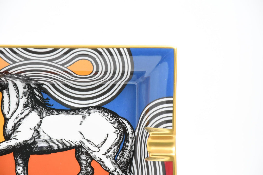 Hermes Cheval Cosmic Change tray orange porcelain Ashtray horse plate Vide Poche