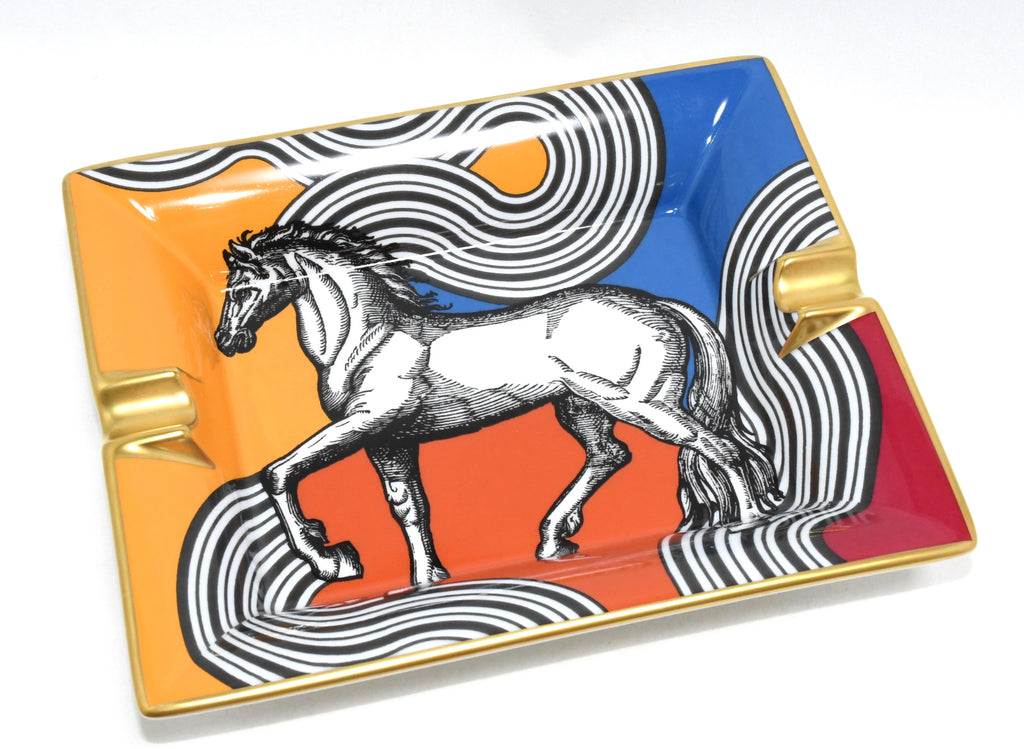 Hermes Cheval Cosmique Change tray porcelain Ashtray orange plate horse