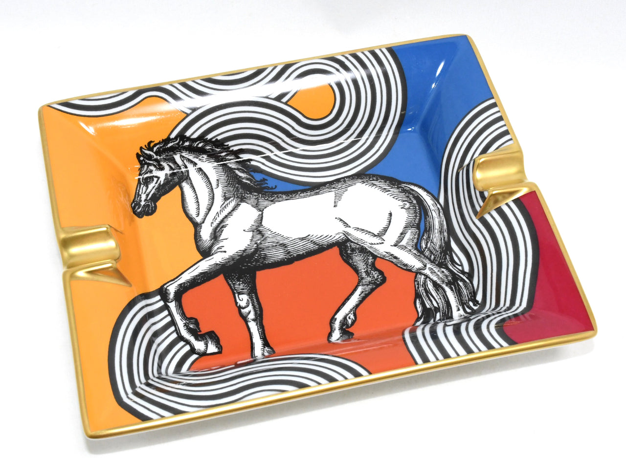 Hermes Cheval Cosmique Change tray porcelain Ashtray orange plate horse