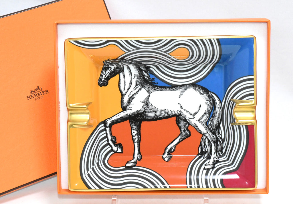 Hermes Cheval Cosmique Change tray porcelain Ashtray orange plate horse