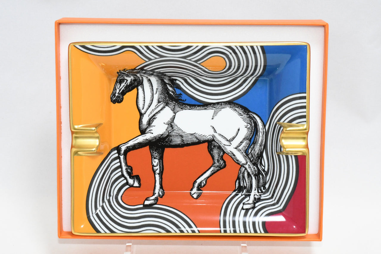 Hermes Cheval Cosmique Change tray porcelain Ashtray orange plate horse