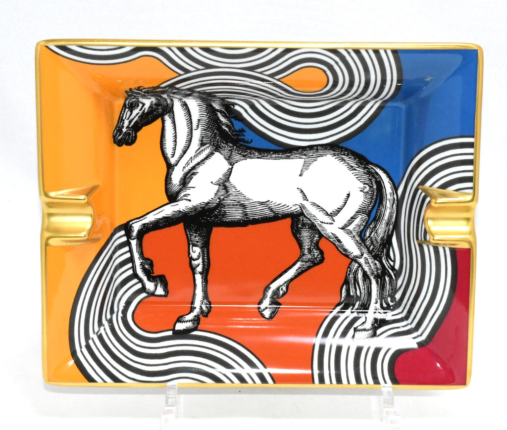 Hermes Cheval Cosmique Change tray porcelain Ashtray orange plate horse