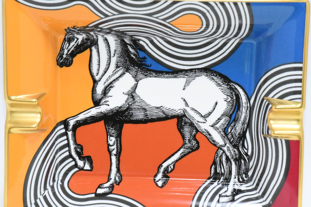Hermes Cheval Cosmique Change tray porcelain Ashtray orange plate horse