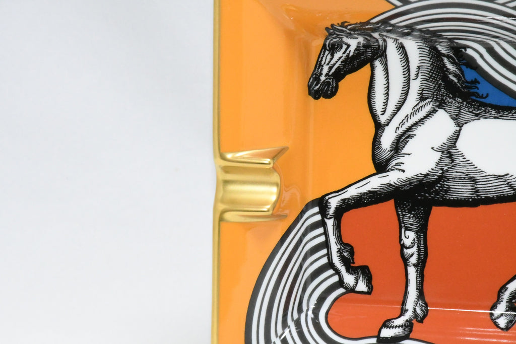 Hermes Cheval Cosmique Change tray porcelain Ashtray orange plate horse