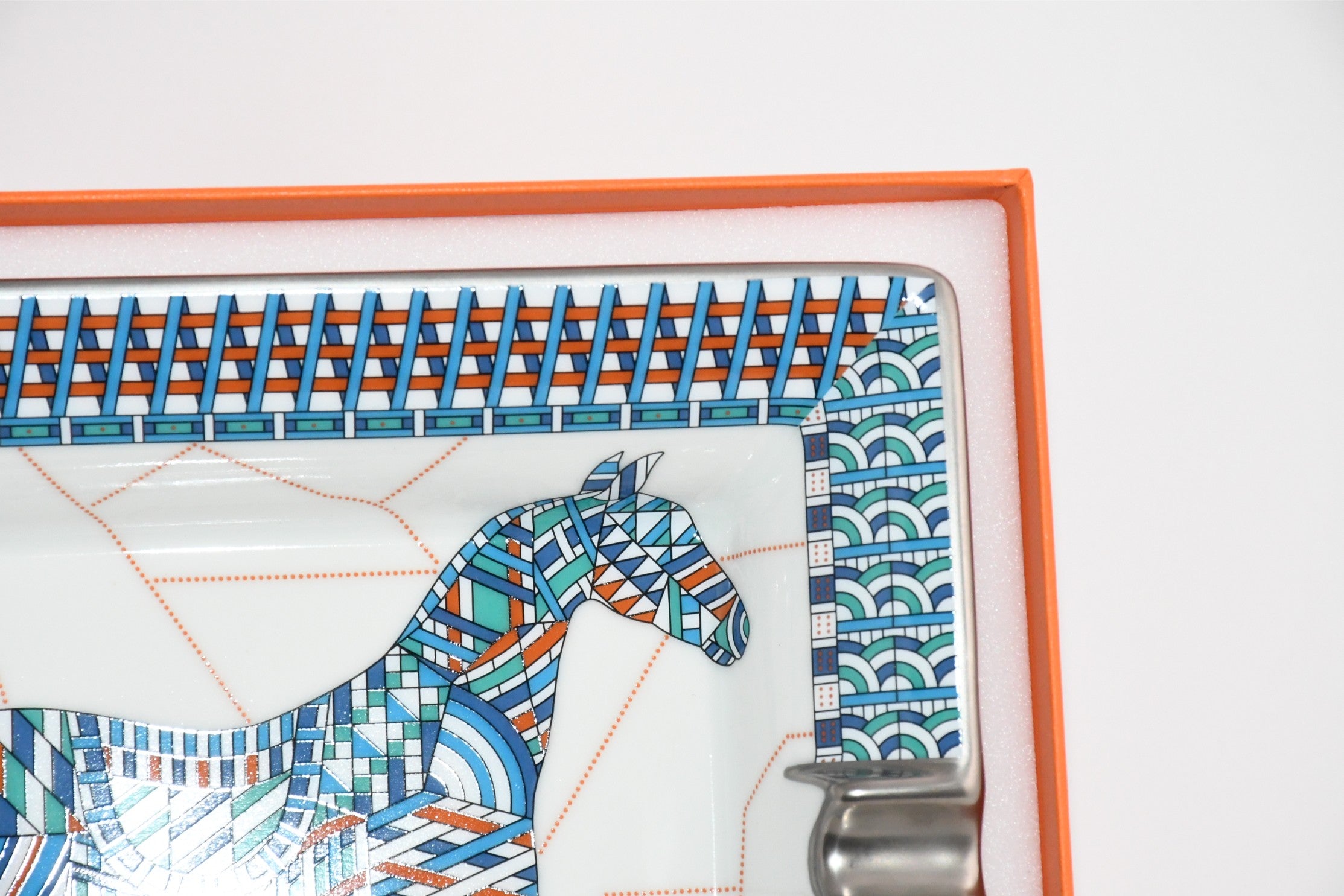 Hermes Cheval Deco Change tray blue porcelain Ashtray plate horse