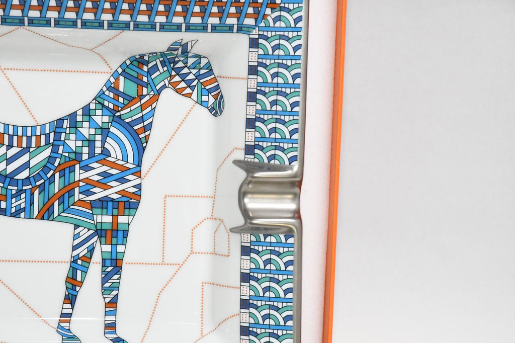 Hermes Cheval Deco Change tray blue porcelain Ashtray plate horse VIDE POCH
