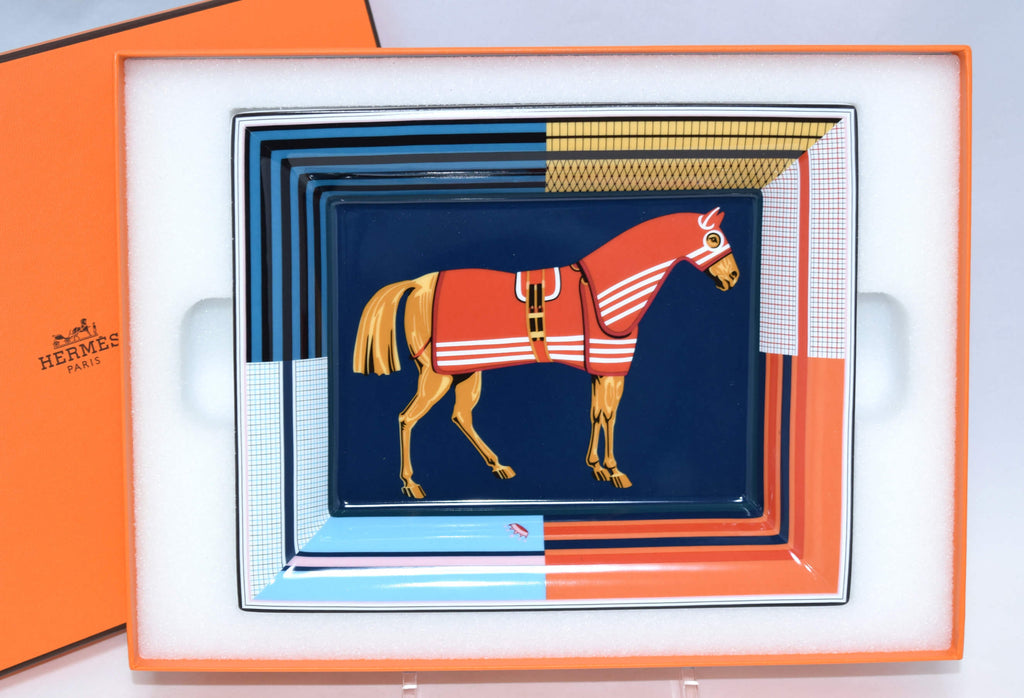 Hermes Couvertures Nouvelles Change tray 2H Blue porcelain Ashtray VIDE POCHE
