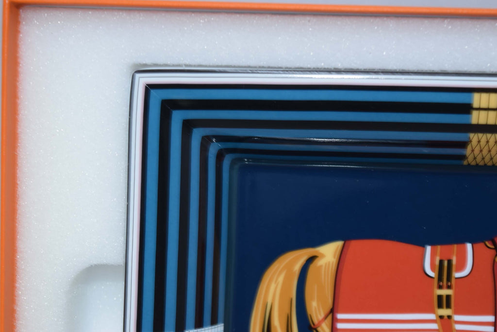 Hermes Couvertures Nouvelles Change tray 2H Blue porcelain Ashtray VIDE POCHE