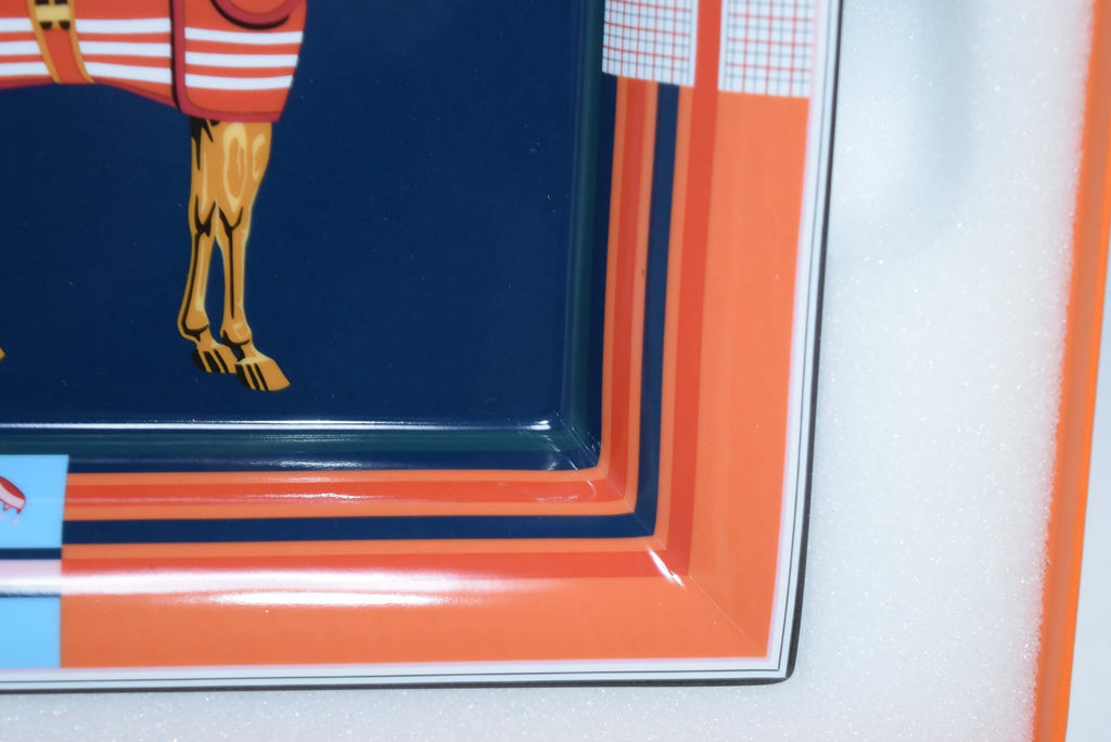 Hermes Couvertures Nouvelles Change tray 2H Blue porcelain Ashtray VIDE POCHE
