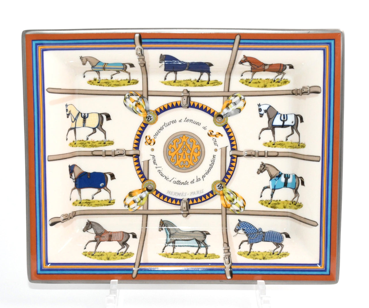 Hermes Couvertures et Tenues de Jour Change tray porcelain horse Ashtray