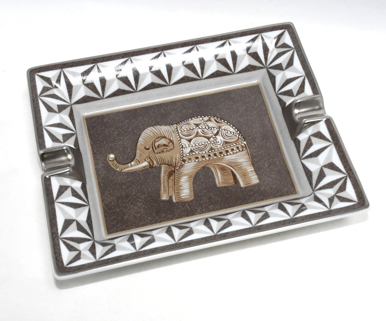 Hermes Elephant Change tray gray brown porcelain Ashtray plate animal