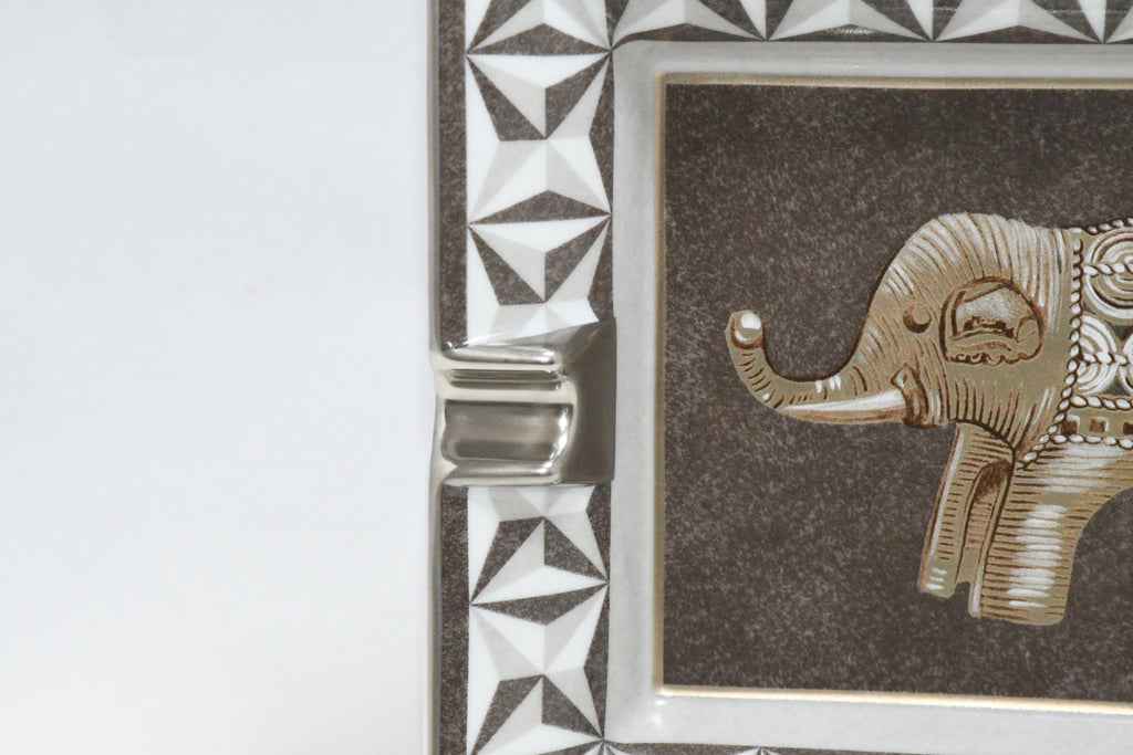 Hermes Elephant Change tray gray brown porcelain Ashtray plate animal