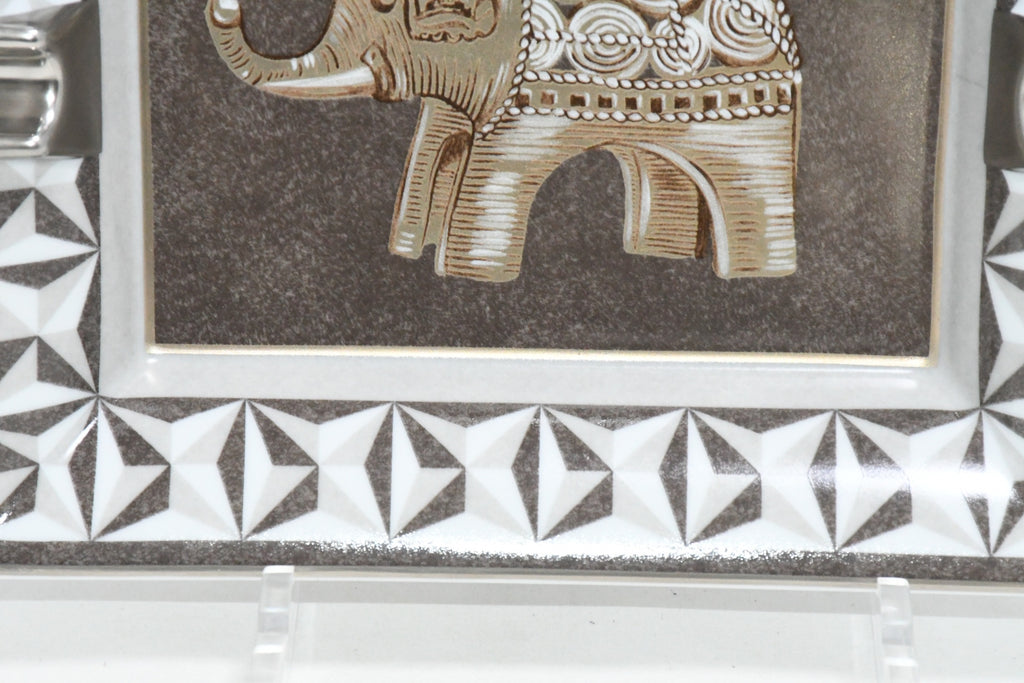 Hermes Elephant Change tray gray brown porcelain Ashtray plate animal