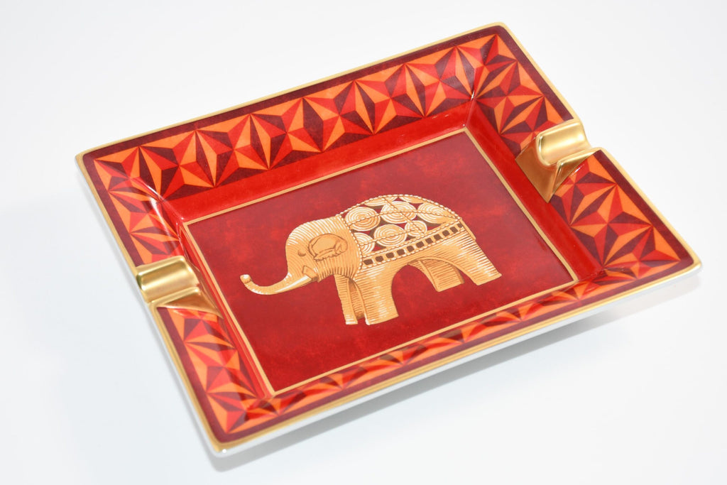 Hermes Elephant Change tray red porcelain Ashtray animal plate VIDE POCHE