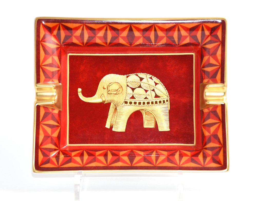 Hermes Elephant Change tray red porcelain Ashtray animal plate VIDE POCHE