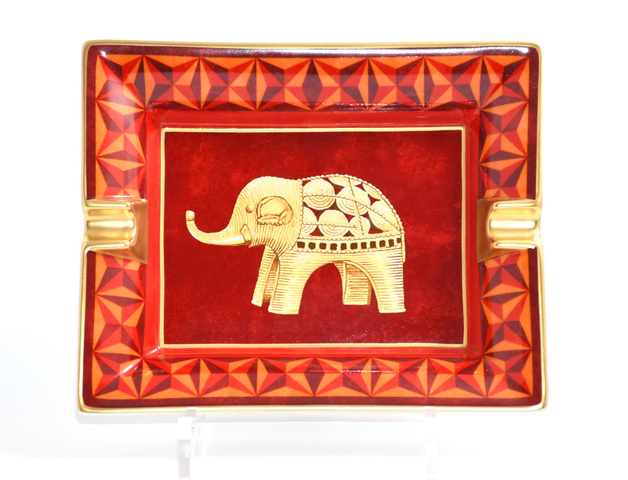 Hermes Elephant Change tray red porcelain Ashtray animal plate VIDE POCHE