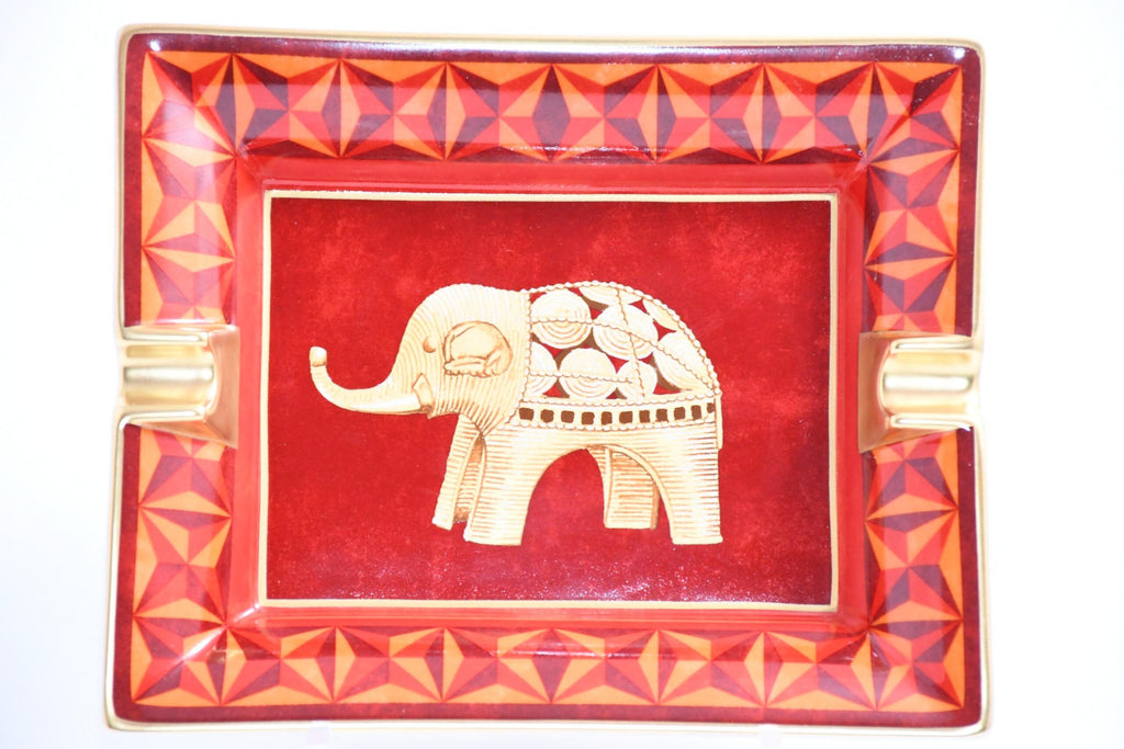 Hermes Elephant Change tray red porcelain Ashtray animal plate VIDE POCHE