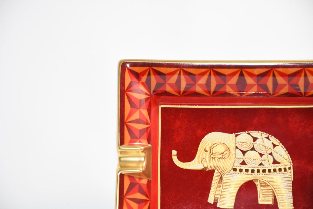 Hermes Elephant Change tray red porcelain Ashtray animal plate VIDE POCHE