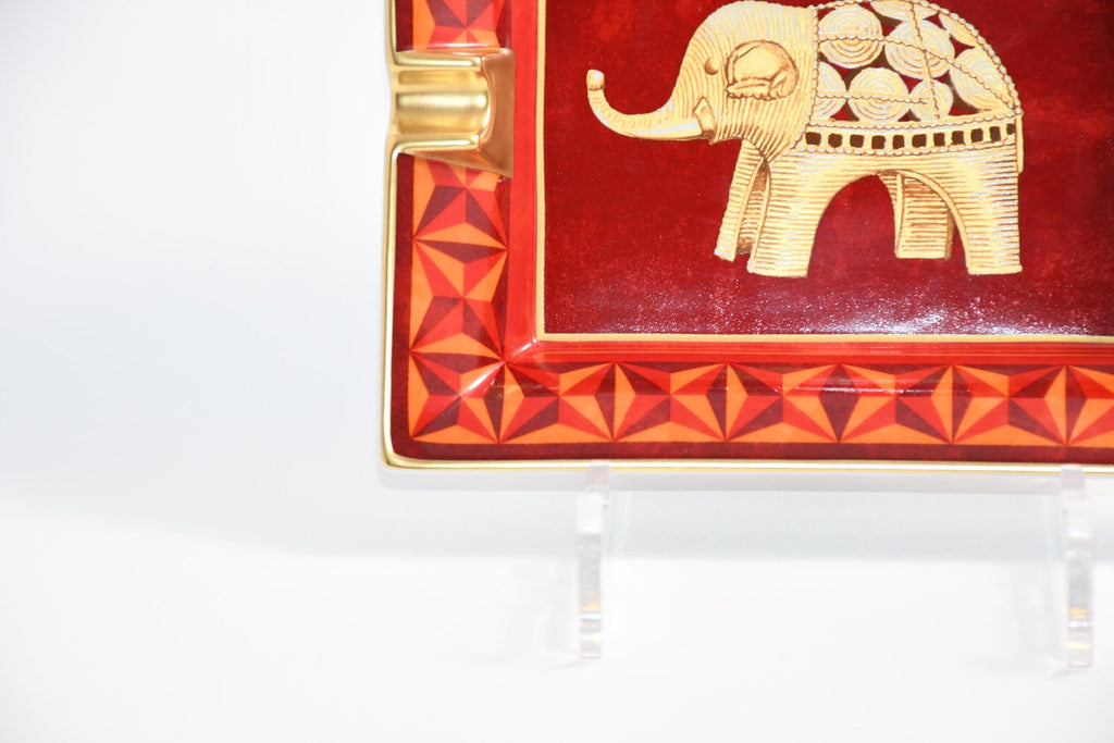 Hermes Elephant Change tray red porcelain Ashtray animal plate VIDE POCHE