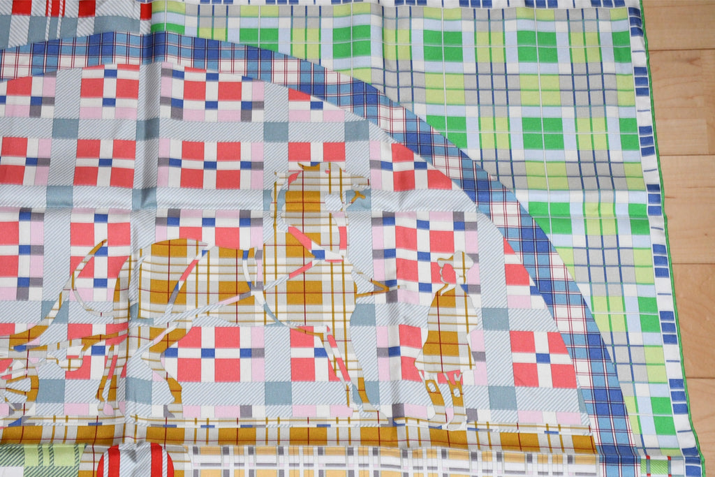 Hermes Ex Libris A Carreaux 90 cm silk green Carre plaid 35"