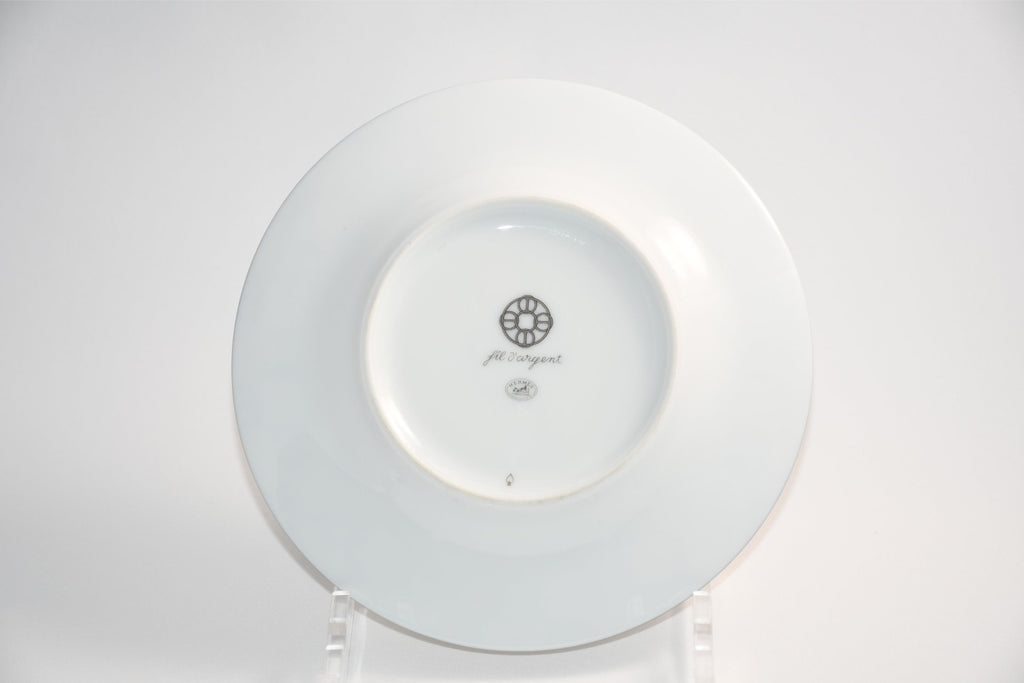 Hermes Fil d'Argent Bread Plate 16 cm silver chain porcelain cake dessert Set of 2