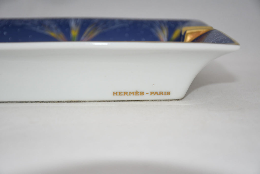 Hermes Firework Change Tray Blue Porcelain Ashtray festival Dinnerware 81