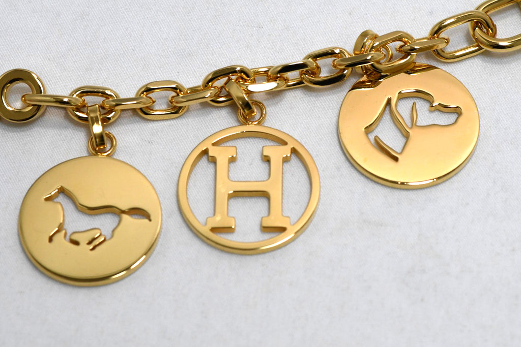 Hermes Gold Breloque Olga bag charm amulette Cadena berloque Excellent - MINT