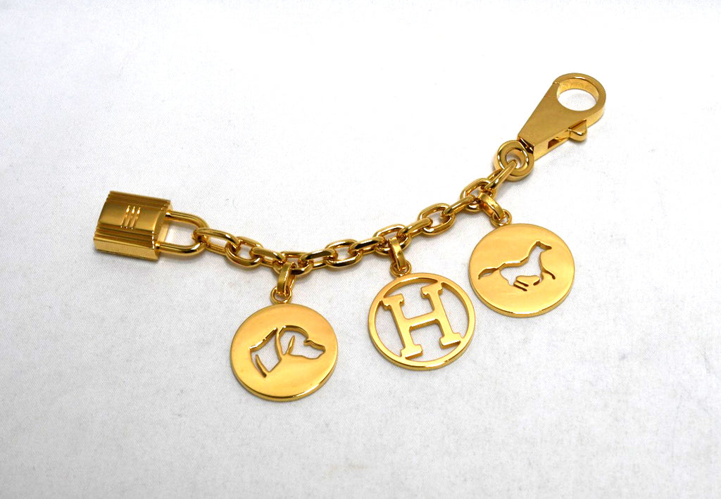 Hermes Gold Breloque Olga bag charm amulette Cadena berloque Excellent - MINT