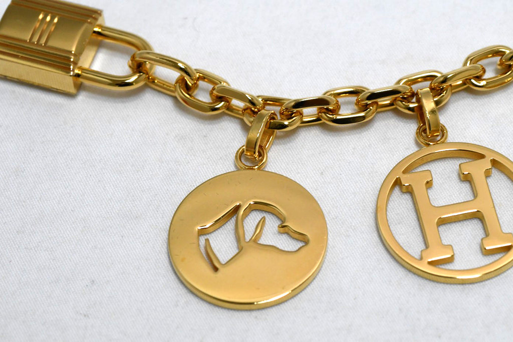 Hermes Gold Breloque Olga bag charm amulette Cadena berloque Excellent - MINT