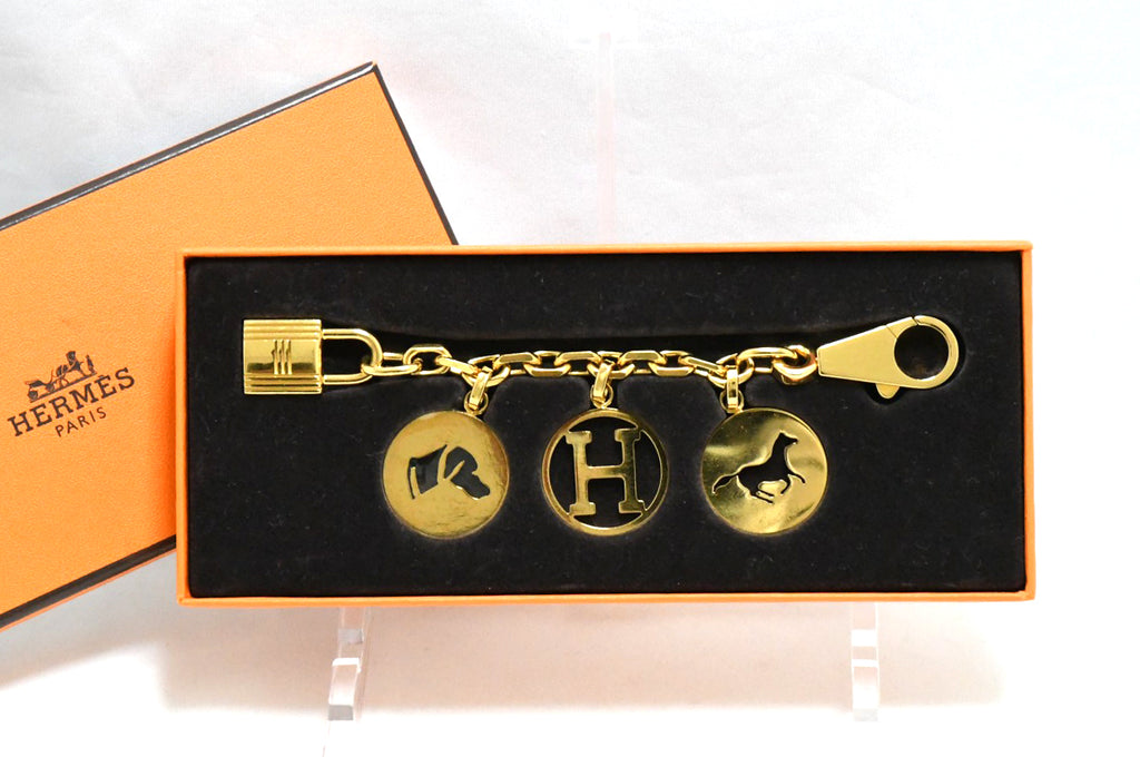 Hermes Gold Breloque Olga bag charm amulette Cadena berloque 0481