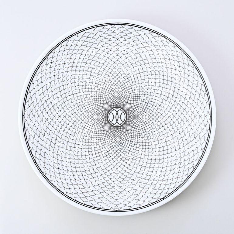 Hermes H Deco Dinner Plate 27 cm Set of 2 porcelain black white 10.75"
