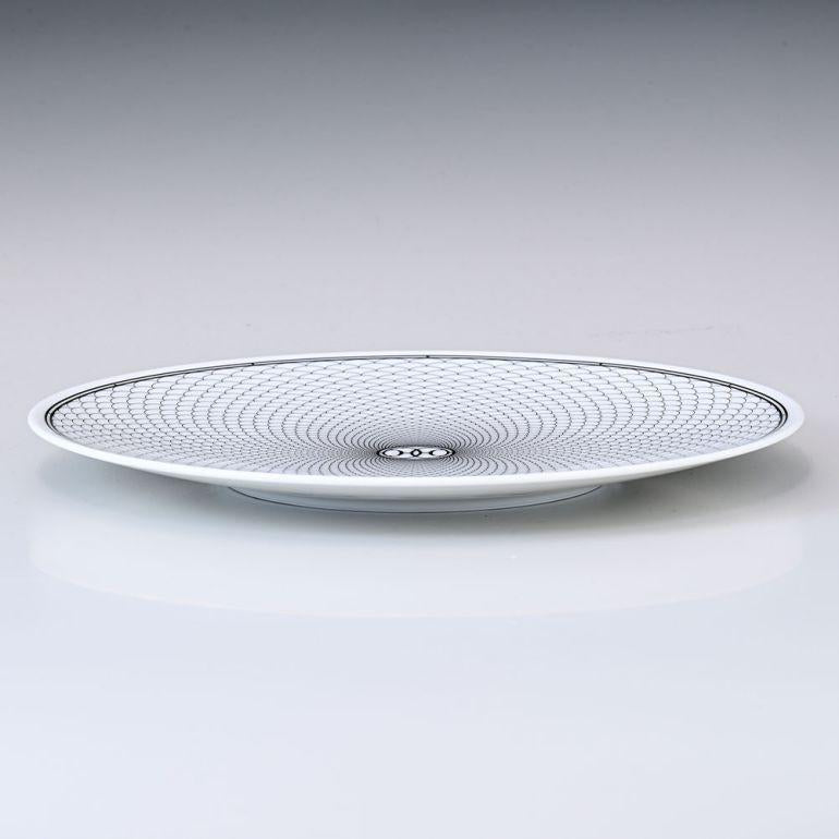 Hermes H Deco Dinner Plate 27 cm Set of 2 porcelain black white 10.75"