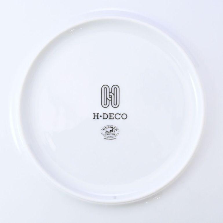 Hermes H Deco Dinner Plate 27 cm Set of 2 porcelain black white 10.75"